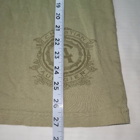 Christian Audigier TShirt Mens XL Tan Graphic Skull Feather Western Ranch Rodeo - Picture 9 of 11
